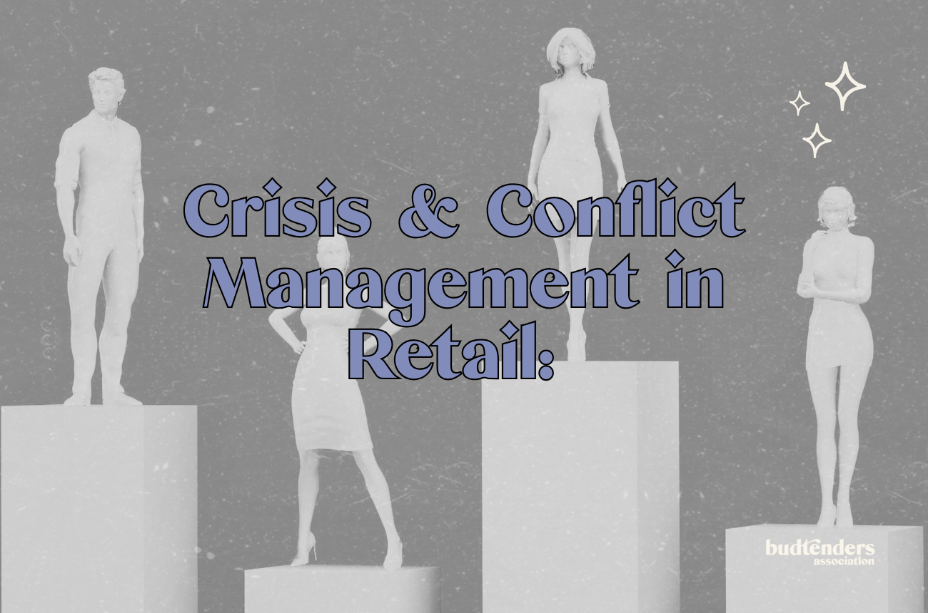 silhouettes on plinths with the text crisis and conflict management in retail: